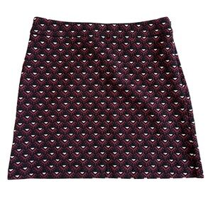 LOFT Black and Pink Embellished A-Line Mini Skirt